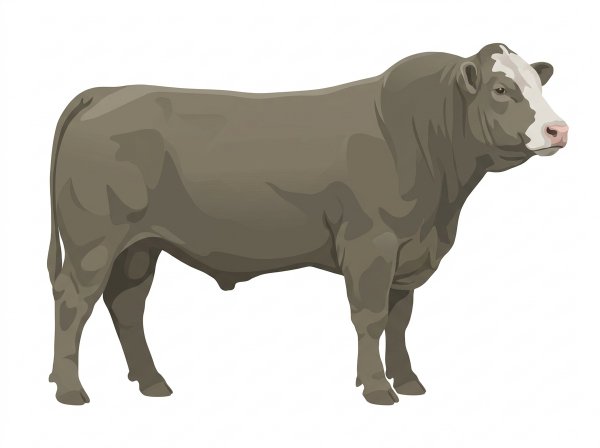 Smoky with minimal white face markings Charolais Cross Bull
