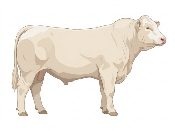White with minimal white face markings Charolais Cross Bull