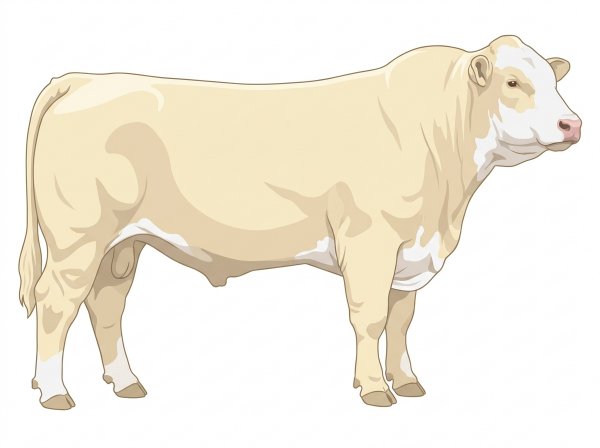 Cream with a partial white face Charolais x Hereford Cross Bull