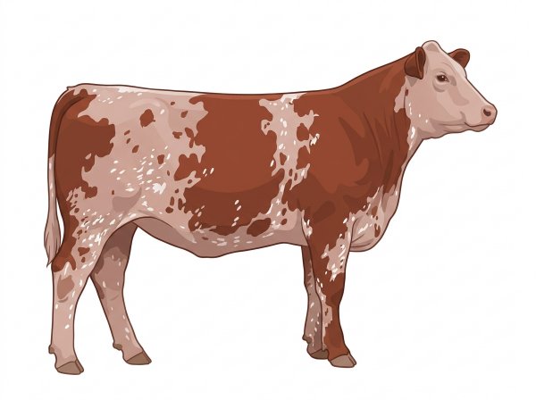 Light red roan with ticking in the white Durham Red Heifer