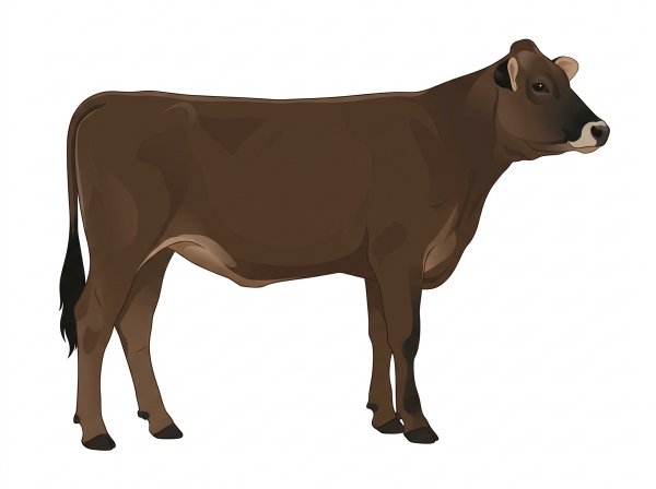 Brown with black points and a pale muzzle ring and lighter underline Fullblood Braunvieh Heifer