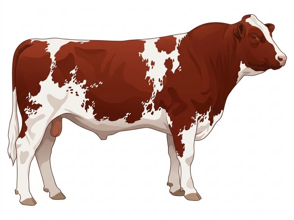 Red with white in large patches and ticking in the white Fullblood Maine-Anjou Bull