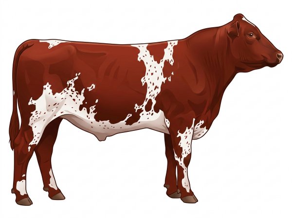 Red with white spots and ticking in the white Fullblood Maine-Anjou Steer