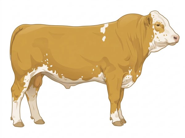 Gold with a few white spots and ticking in the white Fullblood Simmental Bull