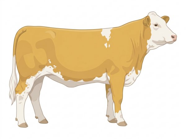 Gold with a few white spots and ticking in the white Fullblood Simmental Heifer