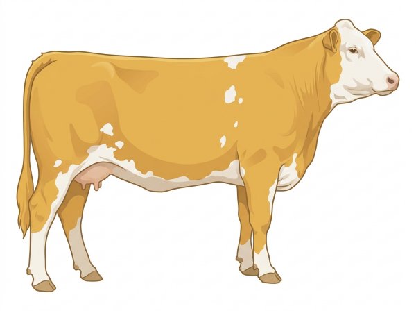 Gold with a few white spots Fullblood Simmental Cow