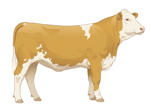 Gold with a full white face, white brisket and underline and white spots Fullblood Simmental Heifer