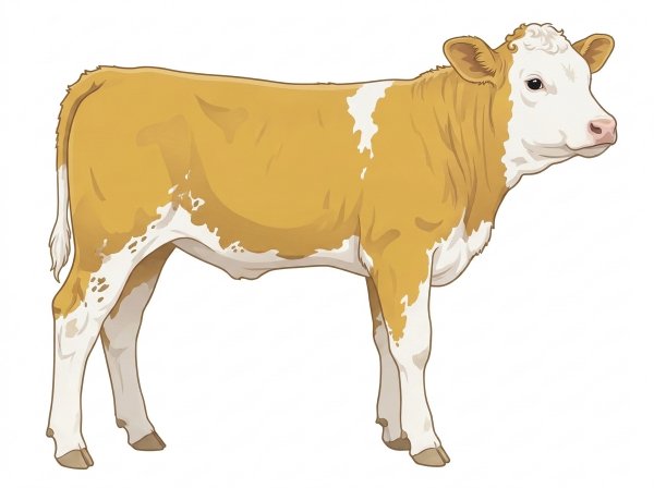 Gold with a full white face, white brisket and underline, white spots and ticking in the white Fullblood Simmental Heifer