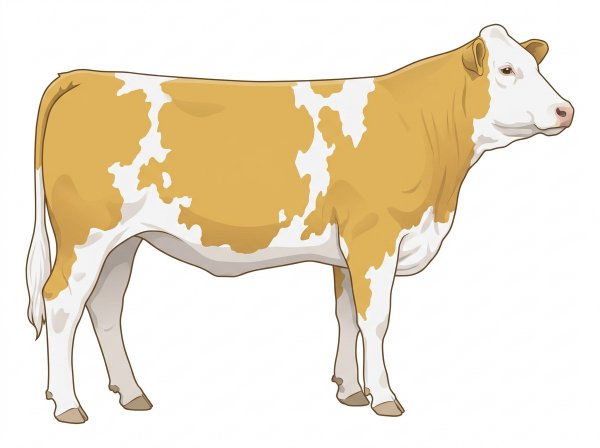 Gold with a full white face, white brisket, underline and legs and white in large patches Fullblood Simmental Heifer