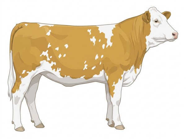 Gold with a full white face, white brisket, underline and legs and white spots Fullblood Simmental Heifer