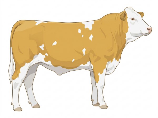 Gold with a full white face, white brisket, underline and legs and white spots Fullblood Simmental Steer