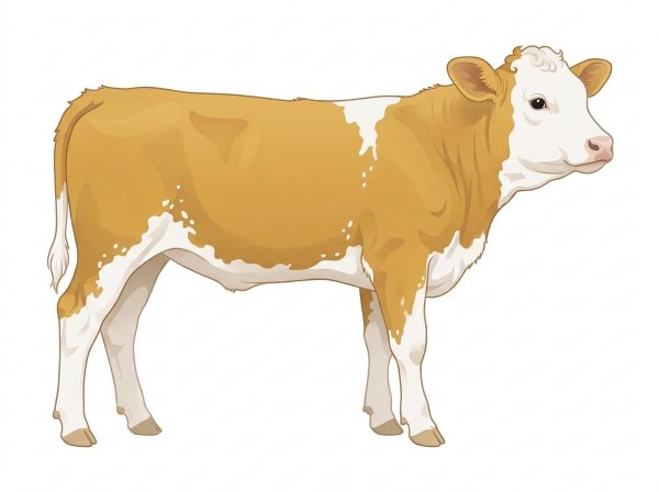Gold with a full white face, white brisket, underline and legs, white spots and ticking in the white Fullblood Simmental Heifer