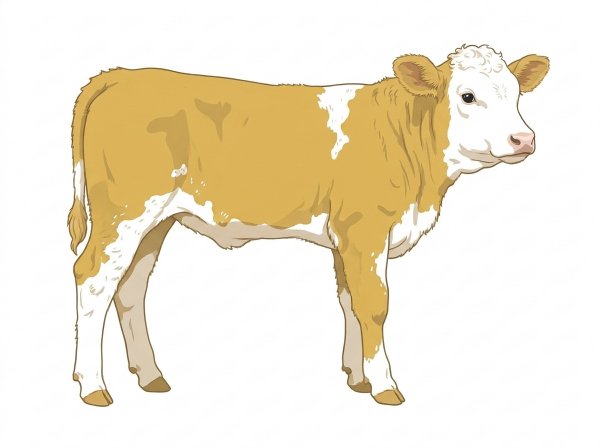 Gold with a white face, a few white spots and ticking in the white Fullblood Simmental Cow