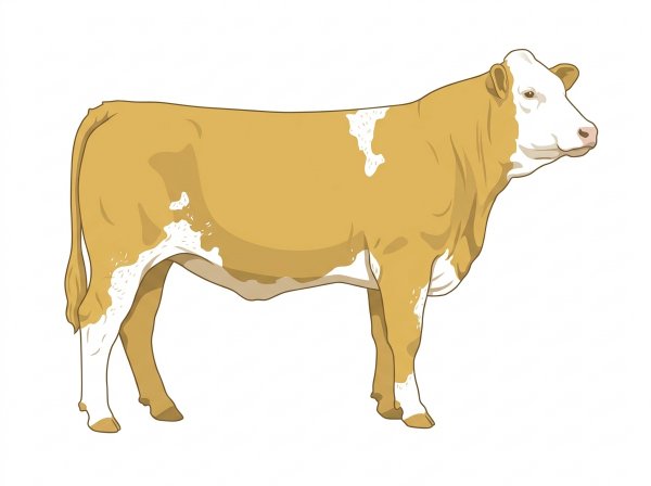 Gold with a white face, a few white spots and ticking in the white Fullblood Simmental Heifer