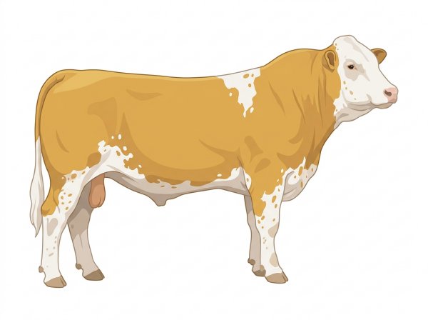 Gold with a white face, white spots and ticking in the white Fullblood Simmental Bull