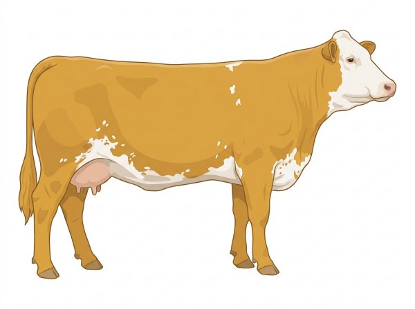 Gold with a white face, white spots and ticking in the white Fullblood Simmental Cow