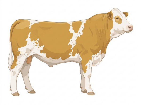 Gold with white in large patches and ticking in the white Fullblood Simmental Steer