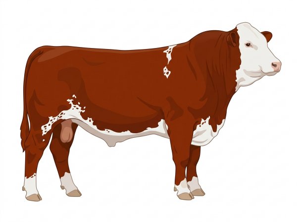 Red with a full white face, white brisket and underline, a few white spots and ticking in the white Fullblood Simmental Bull