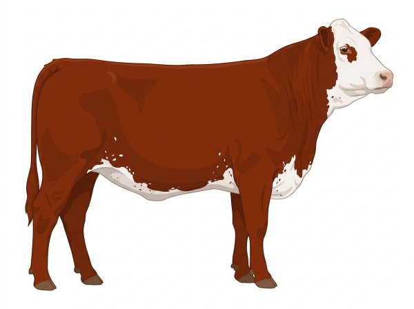 Red with a full white face, white brisket and underline, a few white spots and ticking in the white Fullblood Simmental Heifer
