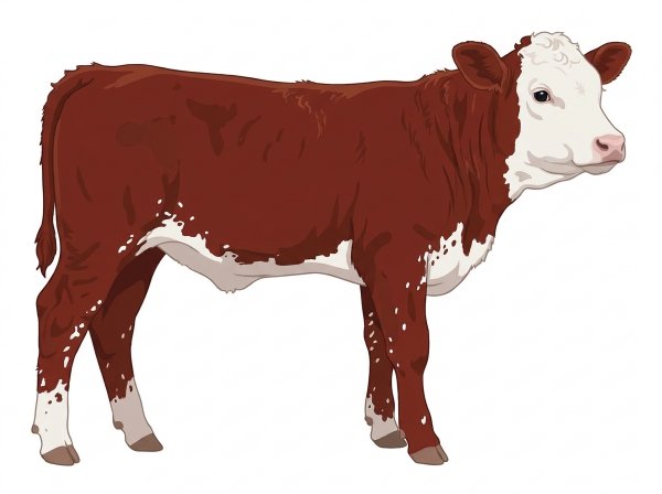 Red with a full white face, white brisket and underline, white spots and ticking in the white Fullblood Simmental Heifer