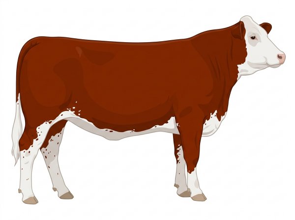 Red with a full white face, white brisket, underline and legs, white spots and ticking in the white Fullblood Simmental Cow