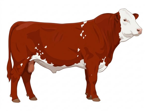 Red with a white face and white spots Fullblood Simmental Bull