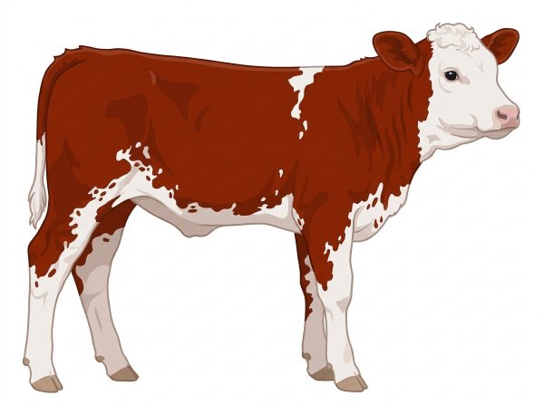 Red with a white face, white spots and ticking in the white Fullblood Simmental Heifer