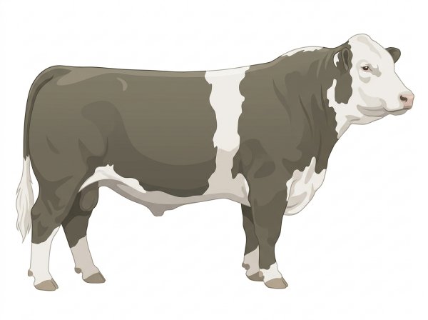 Smoky with a white belt around the midsection Hereford Cross Bull