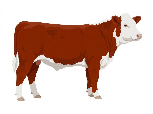 Red with a full white face, white brisket and underline Hereford Bull