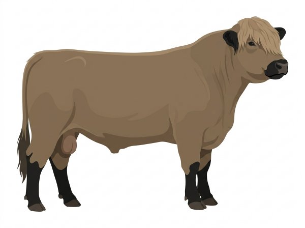 Dun with black points Highlander Bull