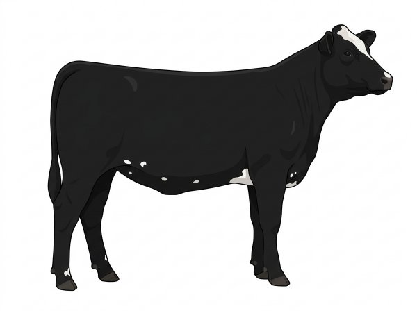 Black with a partial white face and a few white spots Maine-Anjou Cross Heifer