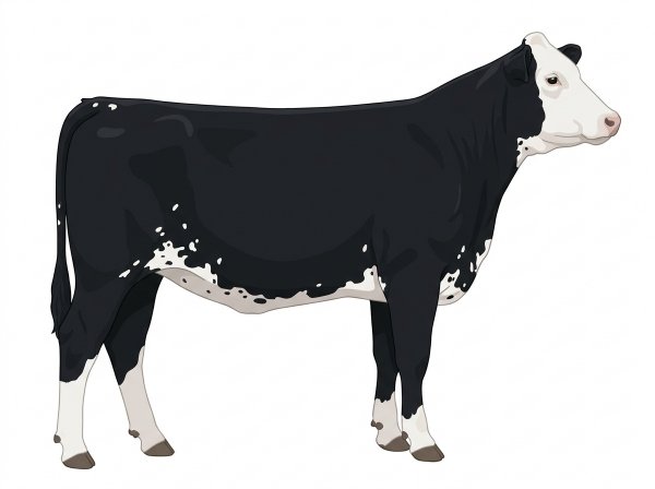 Black with a white face, white spots and ticking in the white Maine-Anjou Cross Heifer