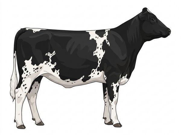 Black with white spots and ticking in the white Maine-Anjou Cross Heifer