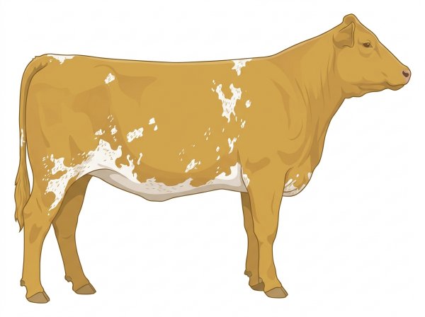 Gold with white spots and ticking in the white Maine-Anjou Cross Heifer