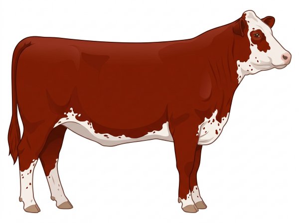 Red with a partial white face, a few white spots and ticking in the white Maine-Anjou Cross Heifer