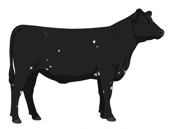 Black with a few white spots MaineTainer Heifer