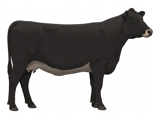 Black with a pale muzzle ring and lighter underline MaineTainer Cow
