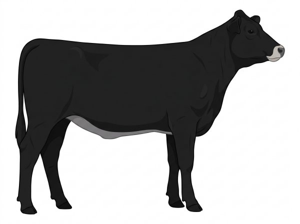 Black with a pale muzzle ring and lighter underline MaineTainer Heifer