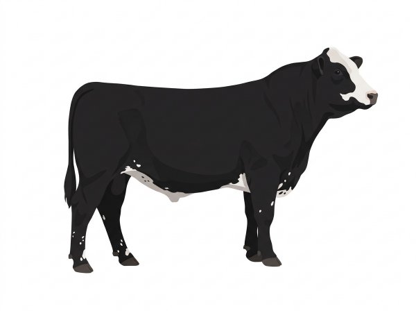Black with a partial white face, a few white spots and ticking in the white MaineTainer Bull