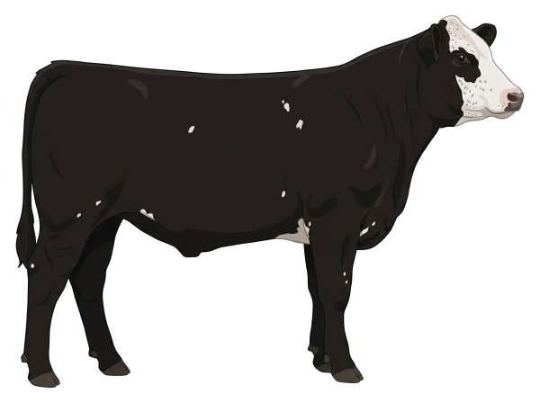 Black with a partial white face, a few white spots and ticking in the white MaineTainer Steer