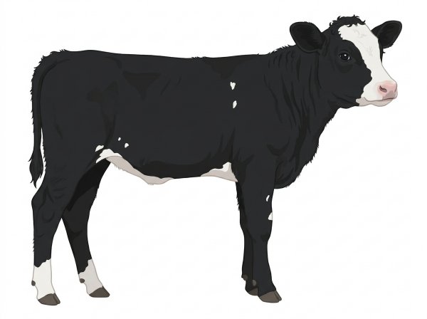 Black with a partial white face and a few white spots MaineTainer Cow