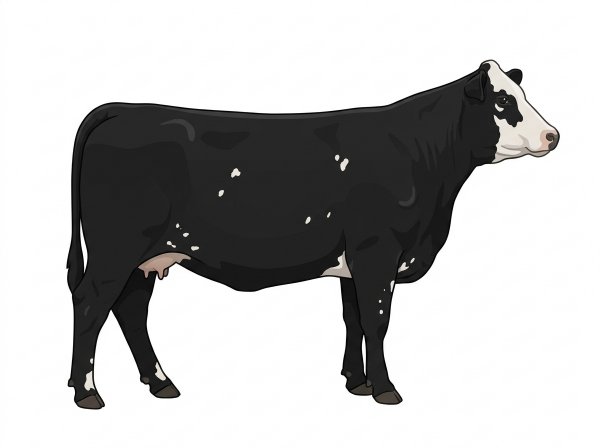 Black with a partial white face and a few white spots MaineTainer Cow