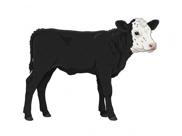 Black with a partial white face and ticking in the white MaineTainer Heifer