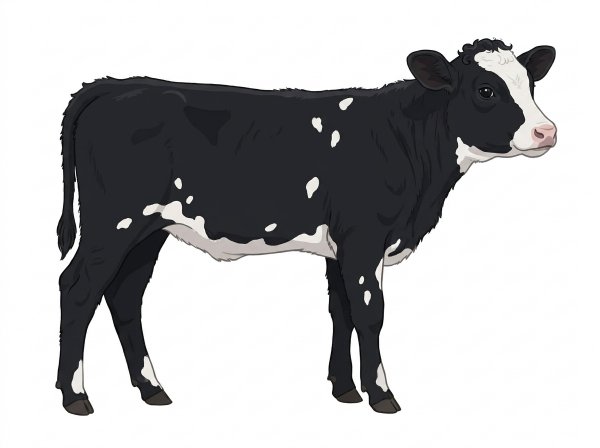 Black with a partial white face and white spots MaineTainer Heifer