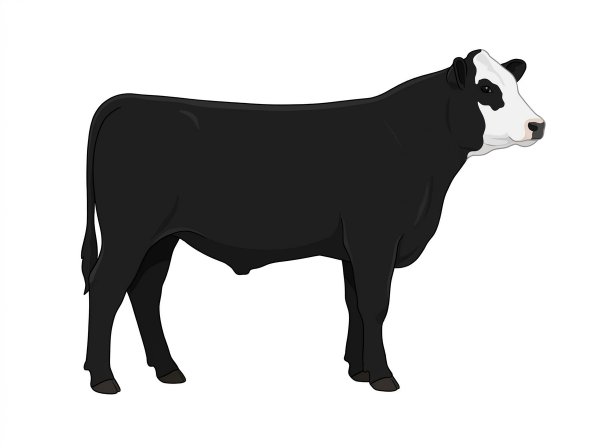 Black with a partial white face MaineTainer Steer