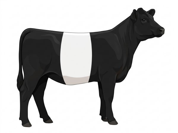 Black with a white belt around the midsection MaineTainer Heifer
