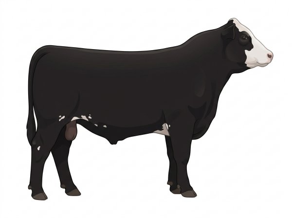 Black with a white face and a few white spots MaineTainer Bull