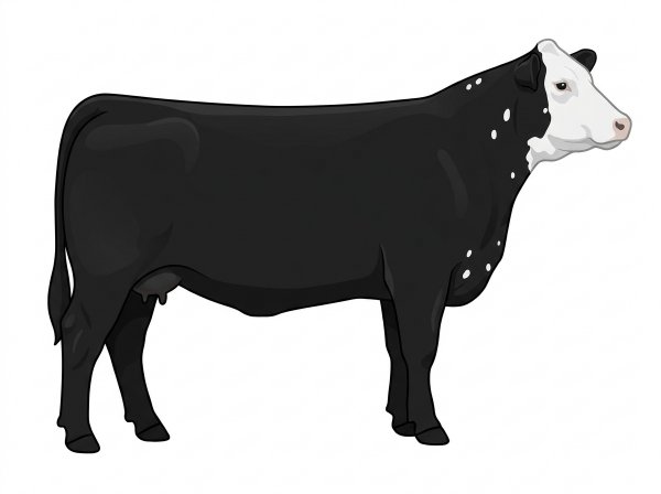 Black with a white face and a few white spots MaineTainer Cow
