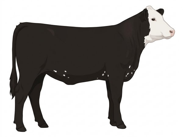 Black with a white face and a few white spots MaineTainer Heifer