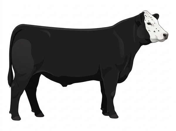 Black with a white face and ticking in the white MaineTainer Steer